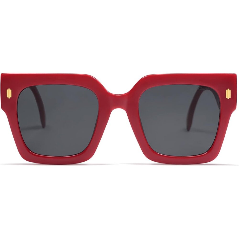 Women's Luxury Large Vintage Oversized Square Eyes Protecting Red Sunglasses